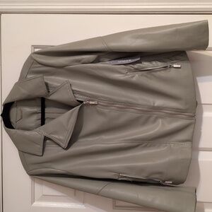 NWT - Chico's Women's Faux Leather Jacket - Sage Green